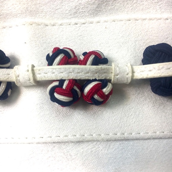 IWC Schaffhausen Knot Cufflinks Set of 3 IWA75073 Fabric Navy Red White - Picture 3 of 10